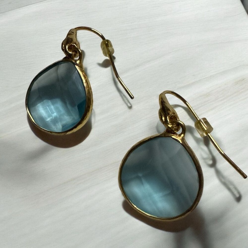 stella & dot clear aqua faceted serenity stone drop earrings